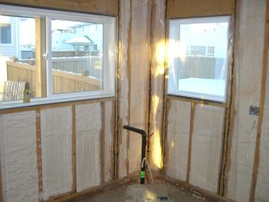 all walls with spray foam insulation in main and second floor